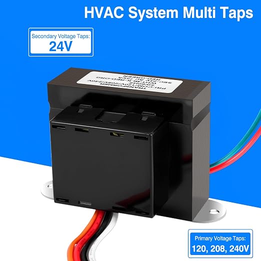Control Transformer 24V 75VA, Multi-Tap 120/208/240V to 24VAC Industrial Power Transformer with Foot Mount for HVAC Furnace, Relays, and Gas Valves