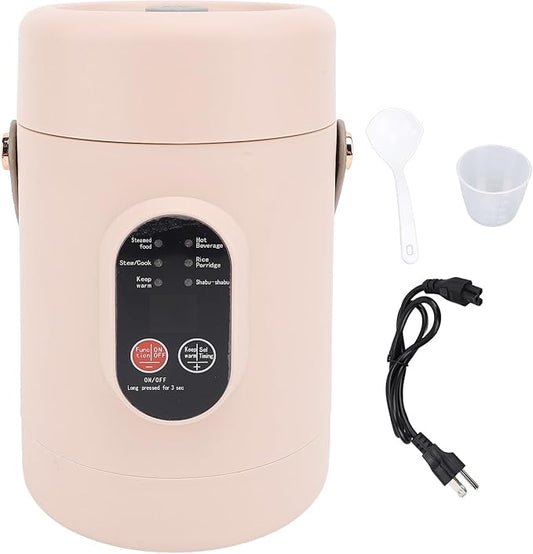 Mini Electric Cooker with Visual Lid Portable Stewing Cooking Pot for Rice Eggs Noodles Porridge (US Plug 110V)