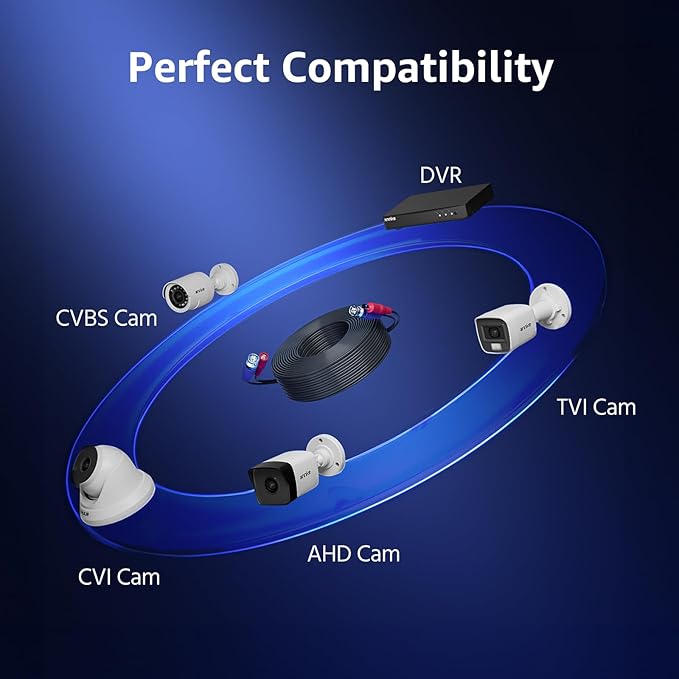 ANNKE 4 Pack 30M/100ft All-in-One Video Power Cables, BNC Extension Surveillance Camera Cables for CCTV Security DVR System Installation, Free 8 x BNC Connectors and 100pcs Cable Clips Included