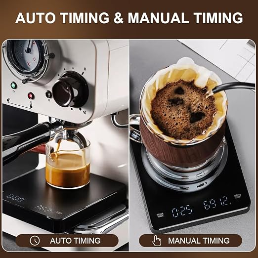 OBEST Mini Coffee Scale with Timer, Portable Kitchen Food Scale with Invisible Screen Rechargeable Digital Coffee Scale Espresso Scale with Timer 3kg/0.1g Precision Scale Classic Black