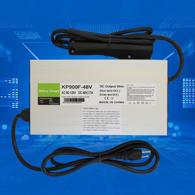 17 AMP Golf Cart Charger for 48 Volt EZGO RXV & TXT with 3 Pin Triangular Plug-Lead Acid Battery