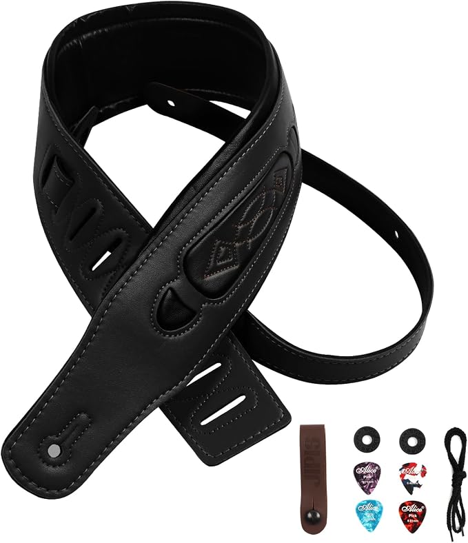 Handmade Retro Embossed Guitar Strap Super Soft Cowhide Leather Belt for Electric Acoustic Guitar Bass Guitarra Gig
