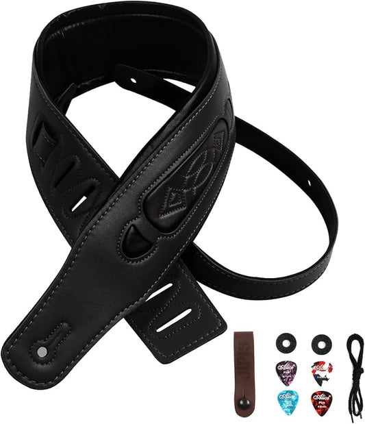 Handmade Retro Embossed Guitar Strap Super Soft Cowhide Leather Belt for Electric Acoustic Guitar Bass Guitarra Gig
