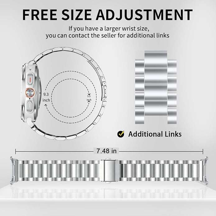 GOLDTOLUCK No Gap Stainless Steel Band Compatible with Samsung Galaxy Watch 8 7 6 5 4 Classic FE Pro Ultra 40mm 44mm 46mm 43mm 47mm 45mm 42mm Replacement Men Women Milanese Metal Elegant Casual