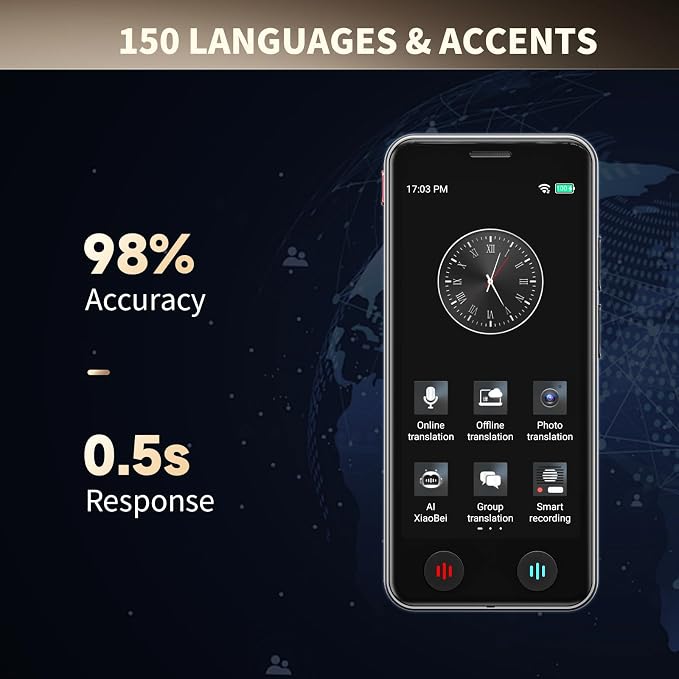 Language Translator Device No WiFi Needed, Instant Pocket AI Translator, traductor de Ingles español, Support 150 Languages Real-TimeVoice Translation, Traductor for Business Travel Study