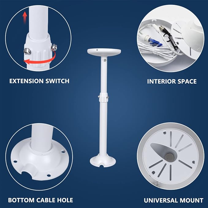 WiTi Security Camera Mount Bracket 6 inch Base,15.7inch-23.6 inch Extendable J-Pole Compatible with Reolink Amcrest IP Cameras, Solid Metal Mounting Bracket for Camera System Outdoor and Indoor