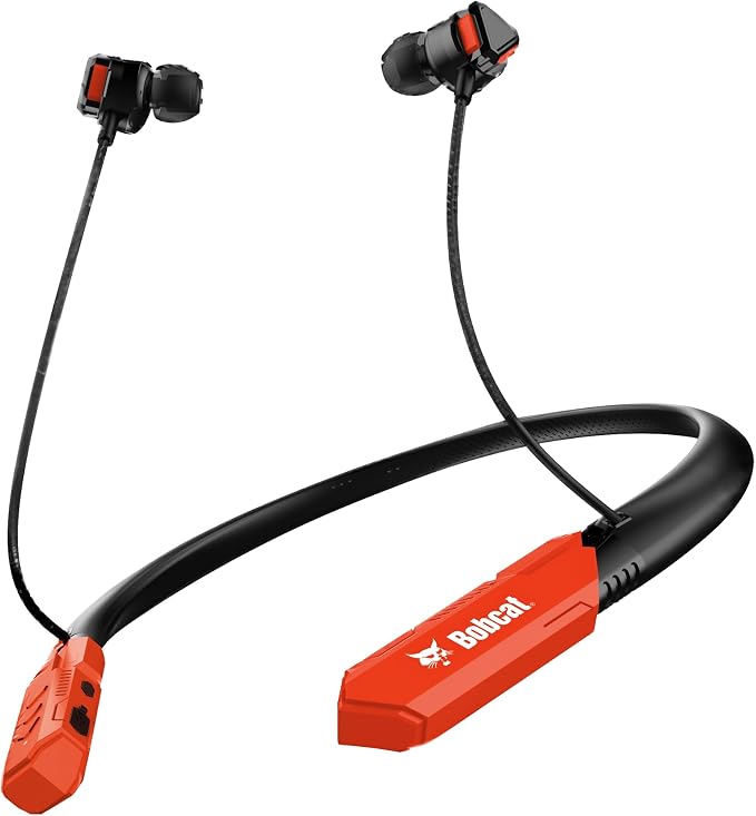 CJ TECH Bobcat Neckband Bluetooth Headphones - Earphones with Microphone, 80H Battery, Fast Charging - IPX4 Sweatproof Sports Headphones for Running, Jobsite, Gym, and Workout