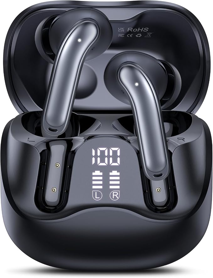 Hybrid Active Noise Canceling Wireless Earbuds, 6 Mics ENC Clear Call Ear Buds, Hi-Res Audio Deep Bass Bluetooth 5.4 Headphones, 48H Playtime, IP7, 8 EQ Modes, Multipoint Connection (Black)
