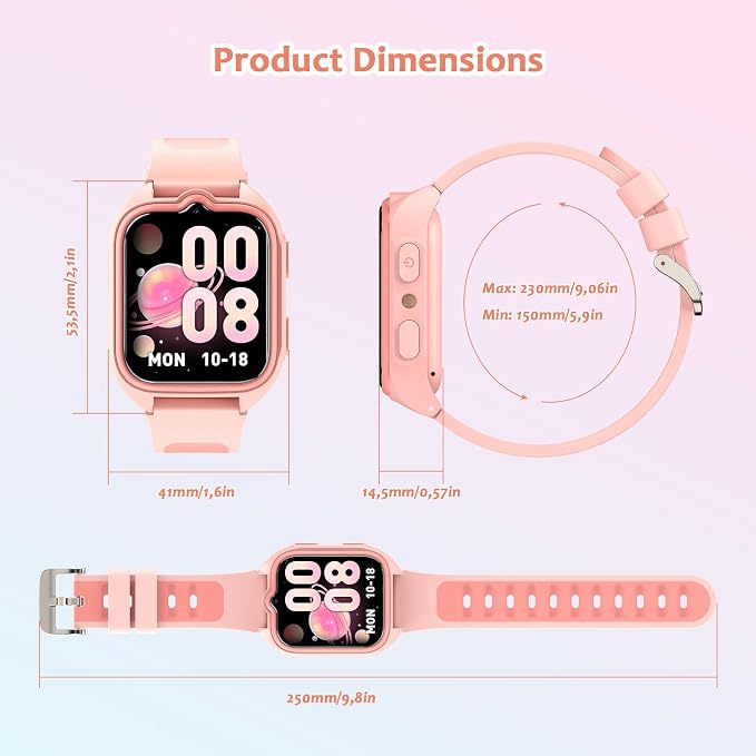 Blackview Kids Smart Watch with 32 Puzzle Games, HD Camera & Video Recording, 1.75" Touch Screen, Flashlight,Music Player, Pedometer, Alarm Clock,Stopwatch,Kids Watch for Girls Ages 4-12