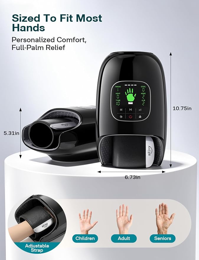 ALLJOY Hand Massager with Heat and Compression, 9 Modes 9 Intensities Hand Massager for Arthritis and Carpal Tunnel Pain Relief, Wrist Kneading Carpal Tunnel Massager,Birthday Gifts for Men Women