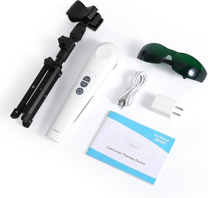 Cold Laser Therapy Device for Humans and Dogs, 808nm + 12pcs 660nm and Low Level Light Therapy, Portable Red Light Therapy Wand for Muscle and Joints Pain Relief with Stand, 3 Modes/ 4 Timer