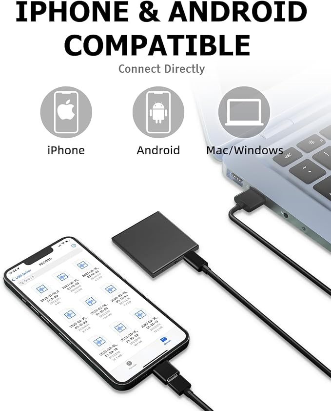 128GB (9200 Hour) Mini Magnetic Voice Recorder, 3072Kbps Recording Device with Playback,Audio Recorder AI Smart Noise Reduction, Voice Activated Recorder for Lectures, Meetings, Intervie
