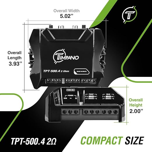 Timpano Audio TPT-500.4 2 Ohm 400 Watt 4 Channel Car Audio Amplifier