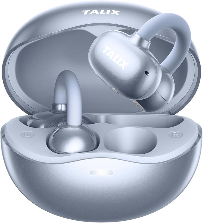 TALIX Ultra Open Ear Earbuds X6, Clip-On Headphone with Directional Sound, Ultra-Light Comfort Fit, Bluetooth 5.4 Wireless Earbuds, 26H Playtime, Spatial Sound, for Running, Workout & Daily Use(Blue)