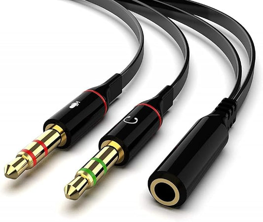 Maeline Headphone Splitter Adapter, 3.5mm Mic Cable for Computer, Headset 3.5mm Female to 2 Dual Male Microphone Audio Stereo Jack Earphones Port to Gaming Speaker PC - 10 Pack