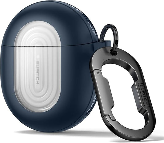 SURITCH Magnetic Bumper Cases for Google Pixel Buds Pro 2 (2024) and Pixel Buds Pro (2022) Case Cover, Rugged Shockproof Protective Covers with Carabiner & Cleaning Kit & Removal Tool, Navy