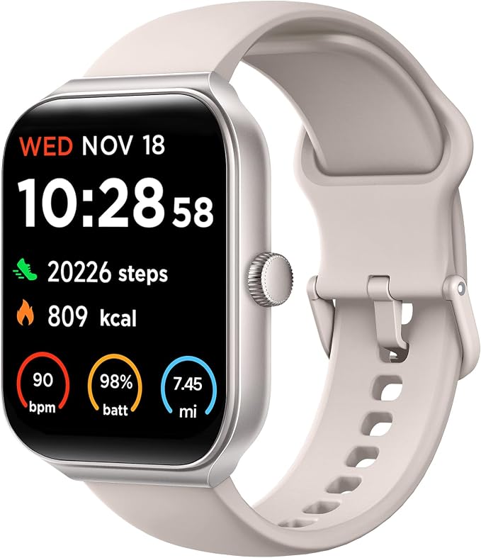 TOOBUR Smart Watch for Men Women Alexa Built-in, 1.95" Fitness Tracker with Answer/Make Calls, IP68 Waterproof/Sleep Tracker/Heart Rate/100 Sports, Fitness Watch Compatible iOS Android