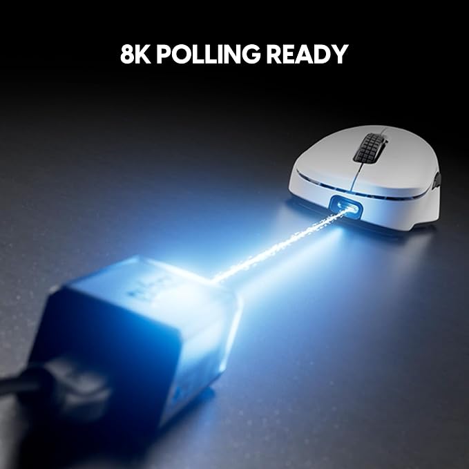 Pulsar Gaming Gears Pulsar Pro Series JV-X Wireless Gaming Mouse 1.98 oz (56g), Optical Switch, 32000 DPI, 750 IPS, XS-1 Sensor, 8K Compatible (Medium, White)