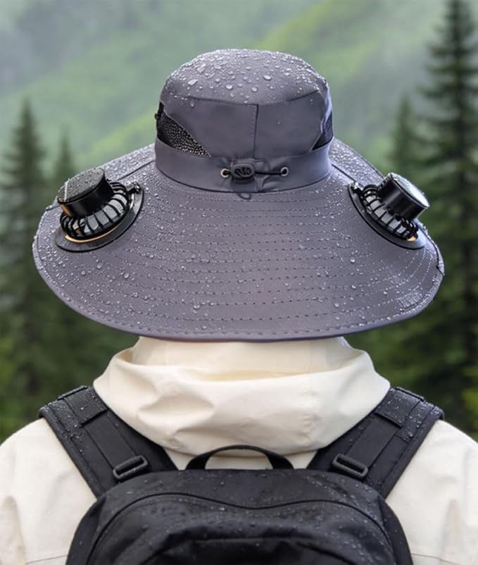 zengxiaoyun Hat with Fan,Solar Fan Hat, Hat with Fans Solar Power for Men Women, Solar & USB Charging Sombrero Black