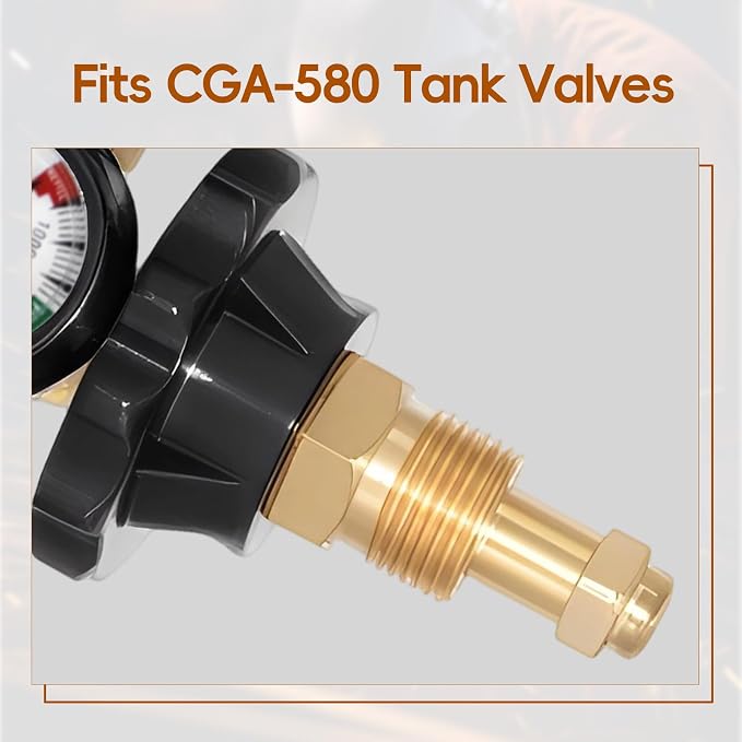 High Flow Foil and Latex Helium Balloon Inflator Regulator, 0-3000PSI with Pressure Gauge for CGA580 Tank Valve, Auto Foil Balloon Shut Off Valve