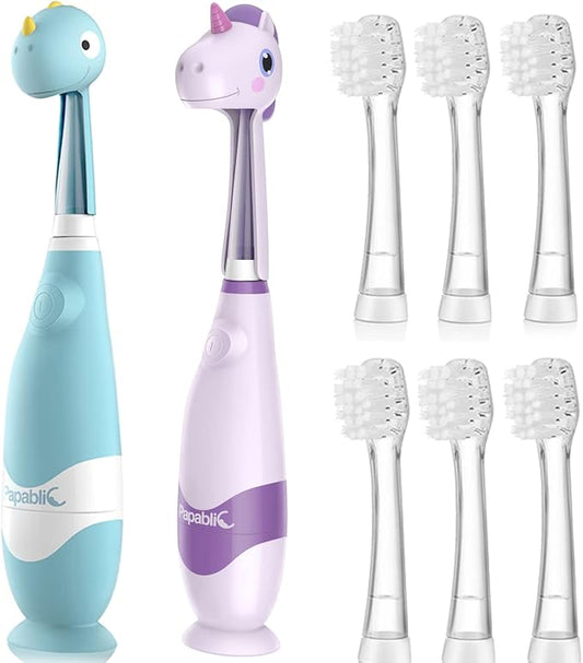Papablic Toddler Sonic Electric Toothbrush with Covers for Babies and Toddlers Ages 1-3 Years, Debby Bundle with Arya