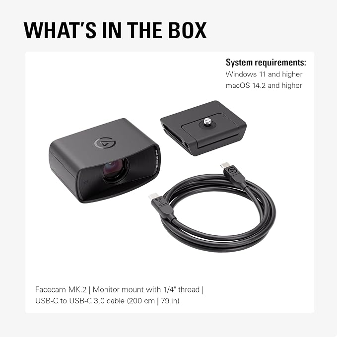 Elgato Facecam MK.2 – Premium Full HD Webcam for Streaming, Gaming, Video Calls, Recording, HDR Enabled, Sony Sensor, PTZ Control – works with OBS, Zoom, Teams, and more, for PC/Mac