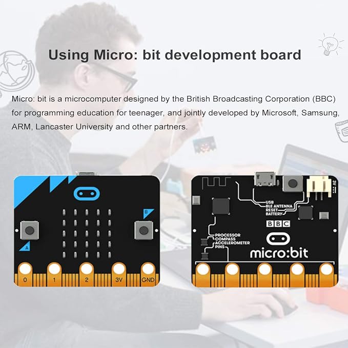 Yahboom Microbit V2 Coding Smart Robotics Toys DIY STEM Science Education RC Car Kit for Kids 10+ Compatible with BBC Micro bit Classroom Teaching Props Preferred
