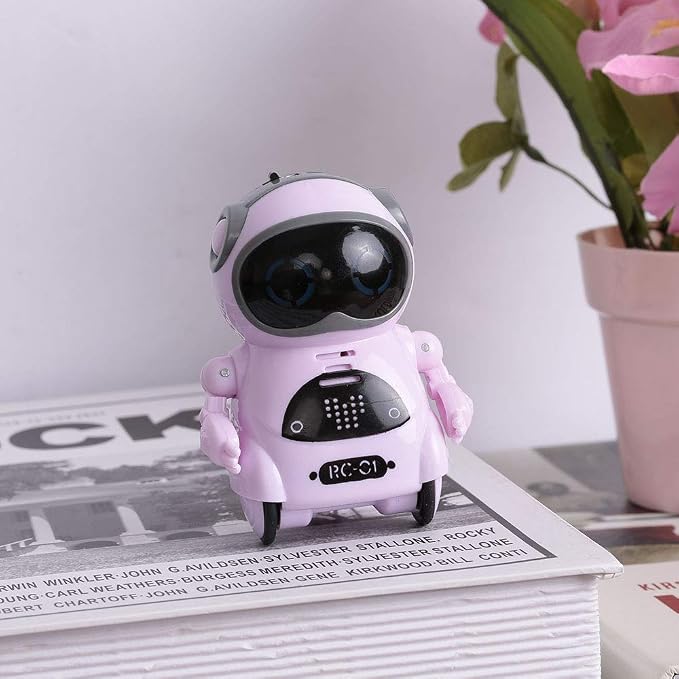 GoolRC Mini Pocket Robot, with Interactive Dialogue Conversation, Voice Recognition, Singing and Dancing, Electric Small Robot Gift (Pink)