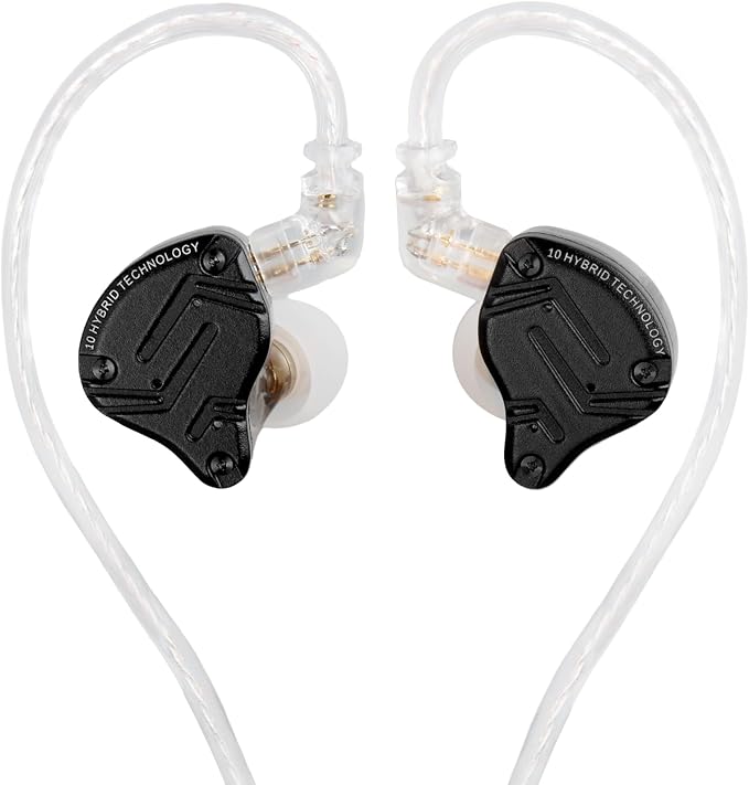 KZ ZS10 Pro X in Ear Monitor Headphone, Upgraded 4BA 1DD KZ Headphone Multi Driver in Ear IEM Earphone with Detachable Silver-Plated 0.75mm 2Pin Cable inears for Audiophile(Dark,No Mic)…