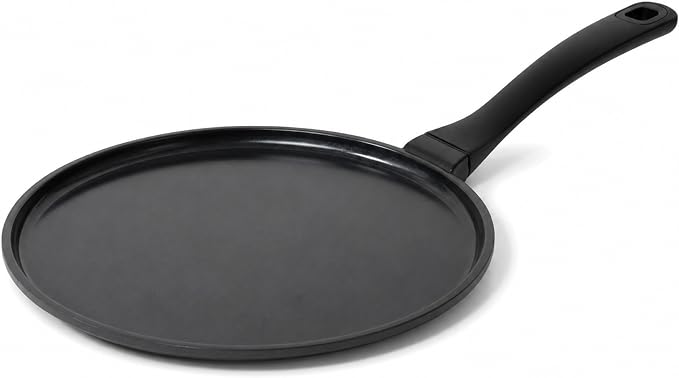 Alva Ceramic Nonstick Crepe Pan 11 Inch Flat Griddle Pan for Crepes, Pancakes, Eggs & Tortillas, PFAS-Free Aluminum Frying Pan, Induction Compatible Black, Dosa Tawa, Roti, Chapati Skillet