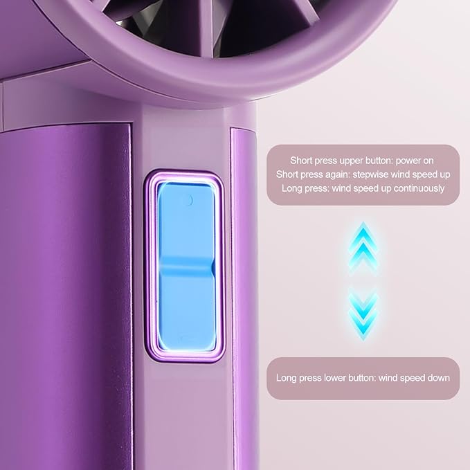 Handheld Turbo Fan with 1-100 Speed - 15H Max Cooling Mini Portable Fan, Metal Personal Air Cooler for Commute and Travel, Gifts for Men and Women, Purple