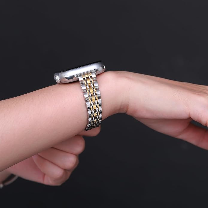 Slim Metal Band Compatible with Apple Watch Bands for Women, Series 11/10/9/8/7/6/5/4/3/2/1/SE, 46/42mm (S11/10), 45/44/42mm, 41/40/38mm Stainless Steel Bracelet