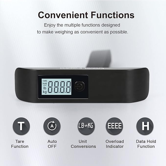 travel inspira Luggage Scale, Travel Essentials, Portable Digital Hanging Baggage Scale for Travel, Suitcase Weight Scale