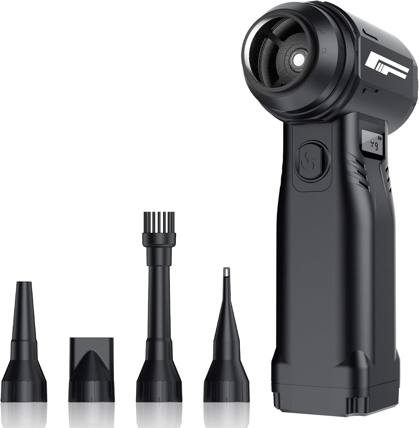 Instant Dust Removal — Compressed Air Duster 90,000 RPM with 40mm Nozzle, LED Light, TFT Display, 9-Speed Adjustable Rechargeable Air Duster, 10,000mAh Battery, 5 Nozzles for Computer,blowers