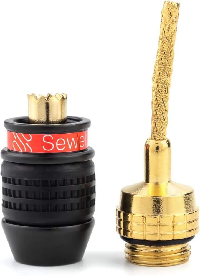 Deadbolt Flex Pin Banana Plugs for Spring Loaded Speaker Terminals, 6 Pairs Gold Plated Plugs