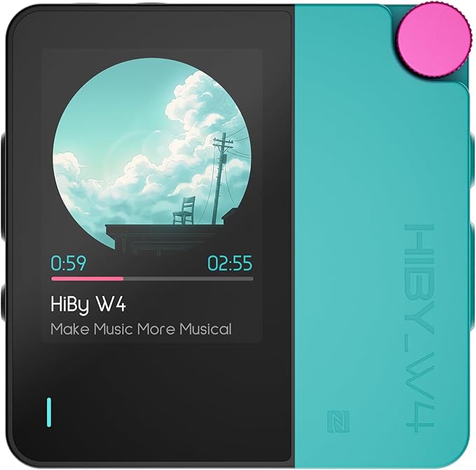 HiBy W4 Bluetooth Headphone Amplifier USB DAC, BT 5.4 & NFC, aptX Lossless LDAC, Dual DAC, DSD512 PCM 768kHz, 2-Inch Touch Screen, CVC Noise Reduction, 3.5mm & 4.4mm Balanced Output