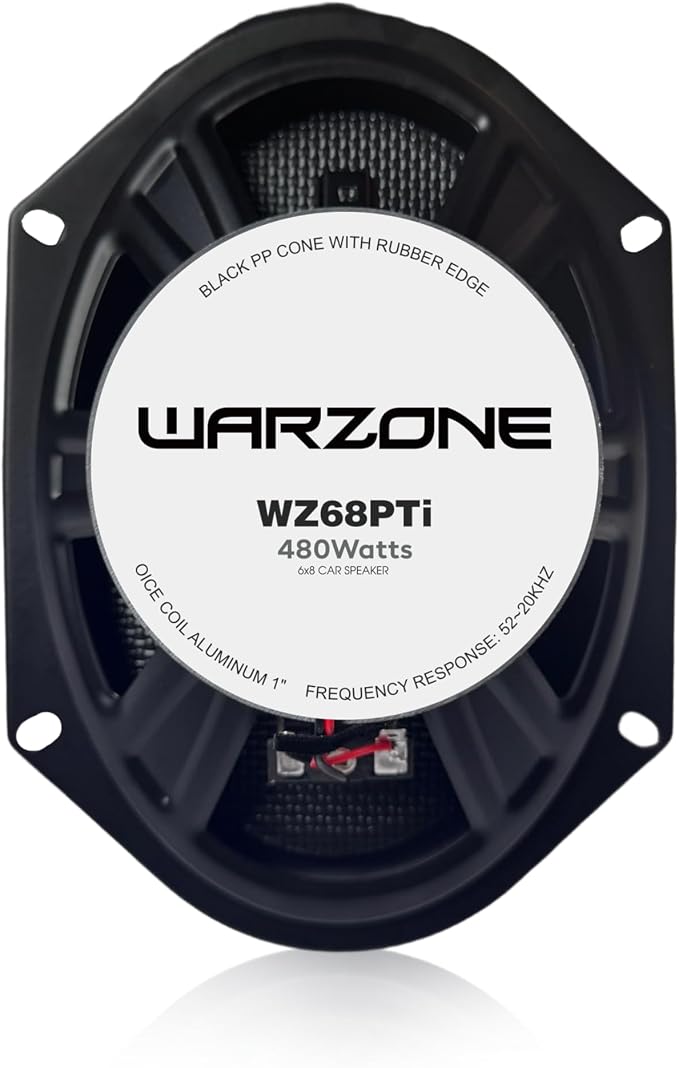 Warzone 2X WZ68PTi 6x8-Inch Super Coaxial Speaker Pair, 4 Ohm, 480W Max, 160W RMS, 92dB Sensitivity, Ferrite Woofer & PEI Dome Tweeter for Pro Car Audio