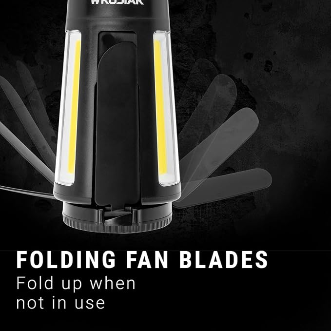 Kodiak Klymate Rechargeable Combination Fan Lantern | 2-in-1 LED Camping Tent Light & Multi-Speed Cooling Fan | Built-in USB Power Bank | Charging Cable Included