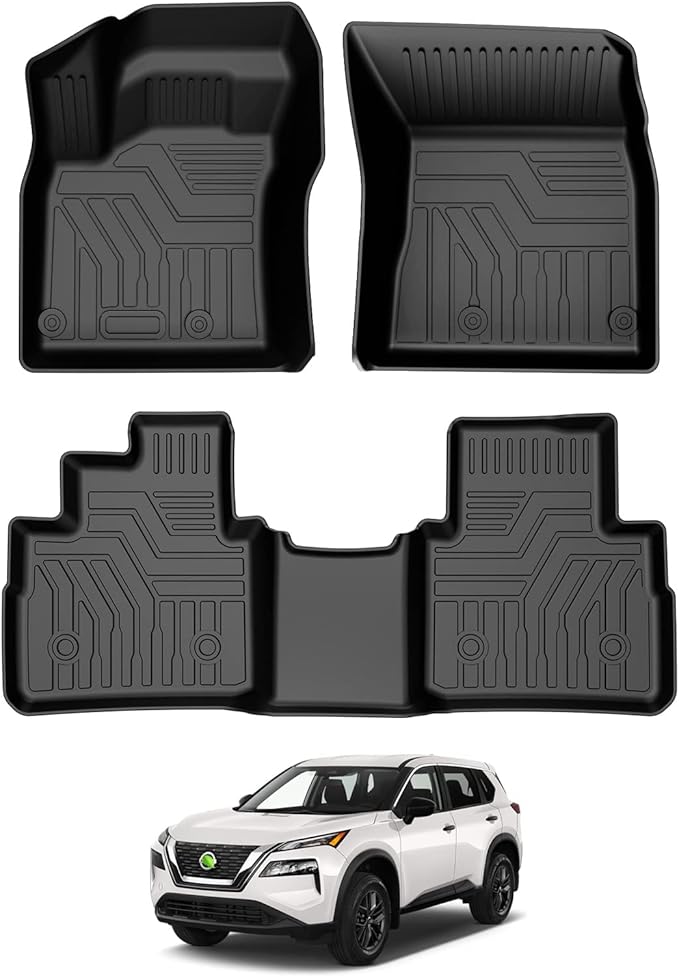 T TGBROS Floor Mats for Nissan Rogue 2021-2026 All Weather Protection TPE 2 Rows Floor Liners Custom Fit for Nissan Rogue Accessories Car Mats Non-Slip Black(Not for Sport)