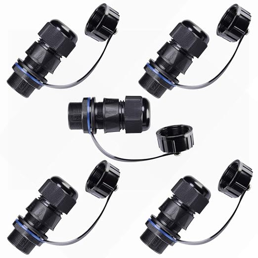 5PCS Panel Mounting RJ45 Waterproof Connector Cat5/5e/6 Ethernet LAN Cable Coupler with Waterproof/Dust Cap Cover for Outdoor Network