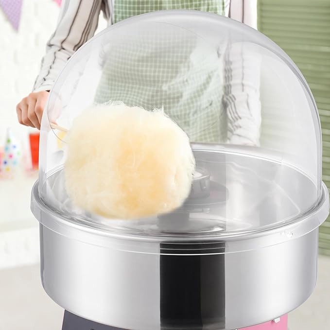 VEVOR Cotton Candy Machine Commercial, 1000W Electric Floss Maker with Cover, Stainless Steel Bowl, Sugar Scoop, Storage Drawer, Perfect for Home, Carnival, Kids Birthday, Family Party, Pink
