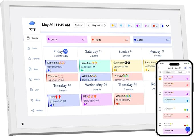 10.1 inch Wall Planner Digital Calendar & Chore Chart, Smart Touchscreen Interactive Display for Family Schedules, Hearth Display Digital Calendar, Great for Organizing Your 2026 Year