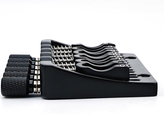 Zinc Alloy Headless Electric guitar Bridge，6 String Fixed Bridge - String Spacing 10.5mm(13/32")，Fits for 6-String Headless Electric Guitar Replacement Parts（Matte Black）