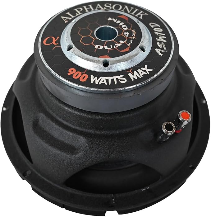 Alphasonik ASW10D AS Series 10" 900 Watts Max / 300 Watts RMS Dual 4 Ohm Car Subwoofer Stamped Steel Basket with Stronium Magnet Non Pressed Paper Cone Audio Speaker Bass Sub Woofer