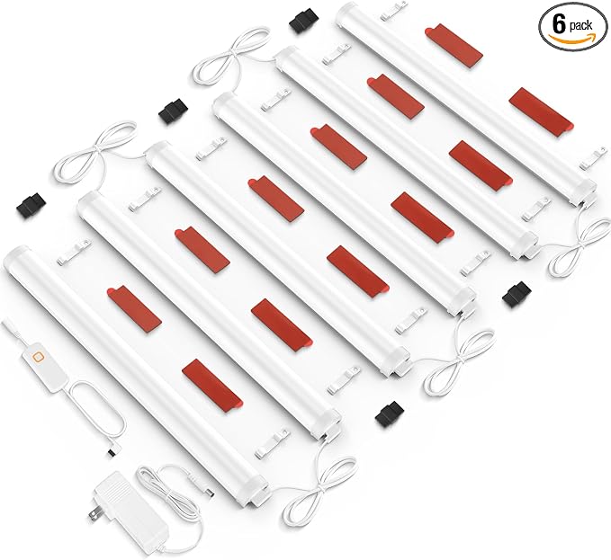 Under Cabinet Led Light Plug in, 6 PCS 12” Under Cabinet Lighting, 5 Color Temprature Bright Led, App Control and Dimmable 1340 Lm, Under Counter Lights for Kitchen,Cabinet, Counter,Workbench, Desk
