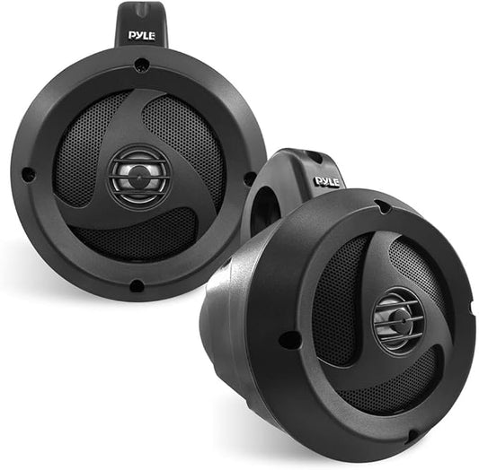 2-Way Waterproof Bluetooth Off-Road Speakers - 4 inch 900W Active Passive Marine Grade Wakeboard Tower Speakers System w/AUX, Full Range Outdoor Stereo Speaker for ATV/UTV Jeep Boat - Pyle PLUTV40BTA