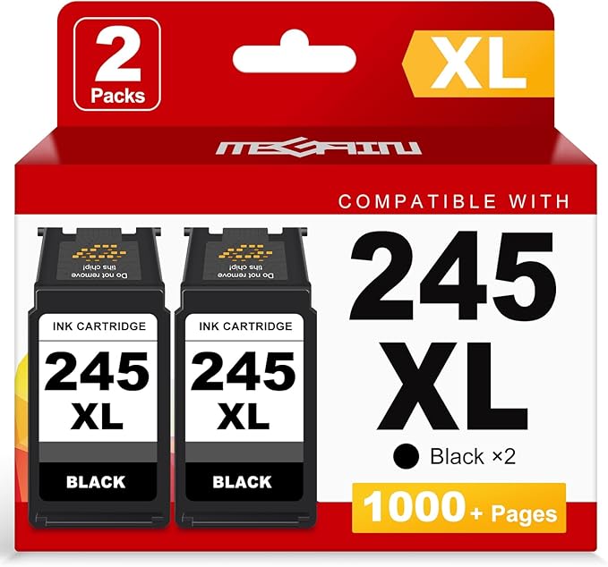 MEGAIN 245XL Compatible Ink Cartridges Replacement for Cannon PG245 245 XL PG245 XL for Canon PIXMA MG2525 MG3022 MX490 TS202 TS3322 TR4520 TS302 TR4527 Printer Ink Cartridge (2 Black Combo, 2 Pack)