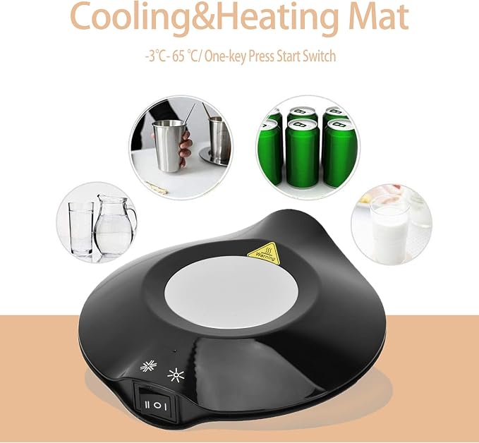 Yoidesu Cup Cooler Coffee Warmer, 2 in 1 Beverage Warmer and Drink Cooler, -3℃- 65 ℃ USB Heating and Cooling Mat Coffee Tea Beverage Cans Cooler & Warmer Heater Chilling Coasters(Black)