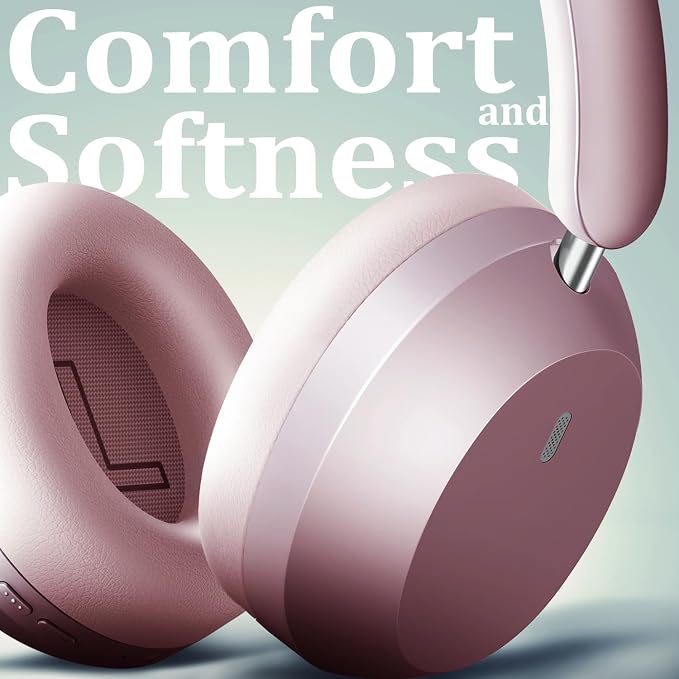 Wentronic Y04 Wireless Bluetooth Over-Ear Headphones – Immerse in Every Beat with Active Noise Cancelling & Hi-Res Sound, 48H Playtime, Soft Ear Cushion for All-Day Comfort, Pink