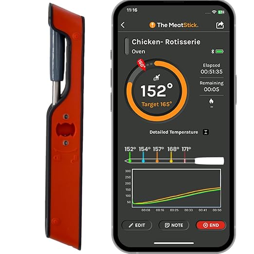 MeatStick V Forge 4-Probe Set Wireless Meat Thermometer – WiFi BBQ Thermometer with Wired Grate-Level Ambient Probe, 5 Sensors, 50+ Hr Battery, 1200°F, for Smokers & Pellet Grills